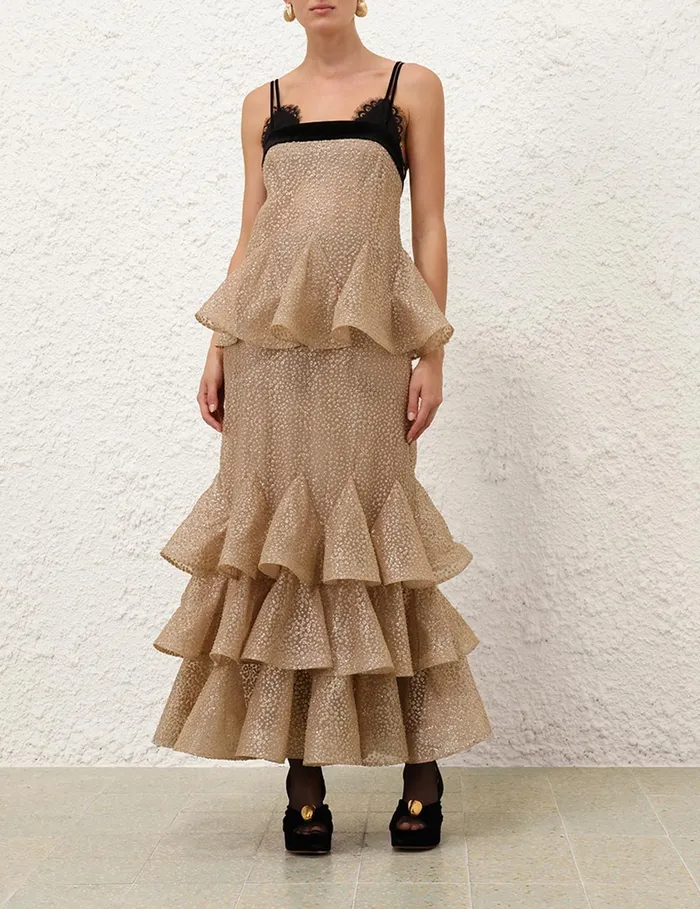 Women Zimmermann Clothing Pavilion Glitter Flutter Slip Champagne