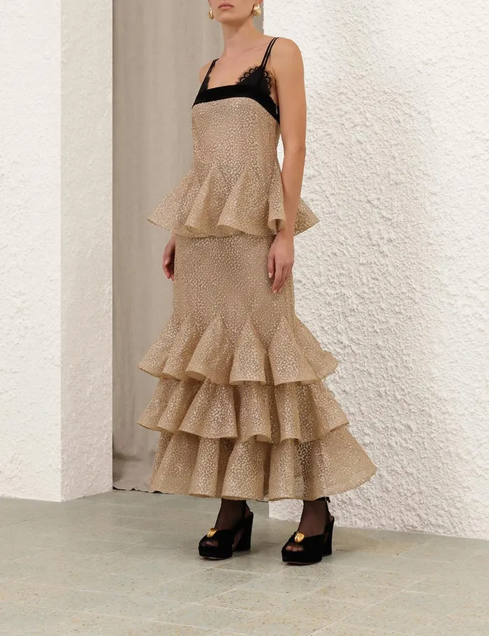 Women Zimmermann Clothing Pavilion Glitter Flutter Slip Champagne