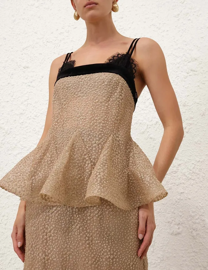 Women Zimmermann Clothing Pavilion Glitter Flutter Slip Champagne