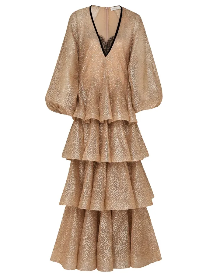 Women Zimmermann Clothing Pavilion Glitter Gown Champagne