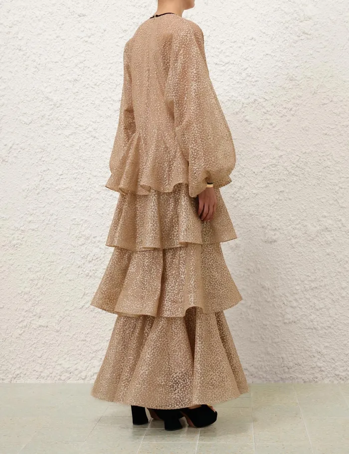 Women Zimmermann Clothing Pavilion Glitter Gown Champagne