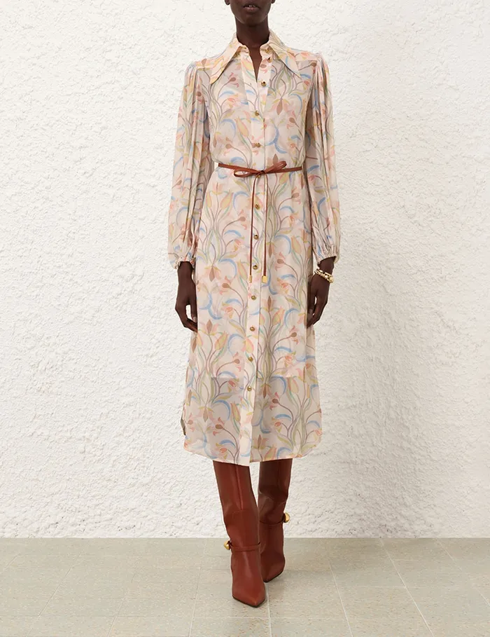 Women Zimmermann Clothing Pavilion Midi Tunic Dress Sage Venus Lily
