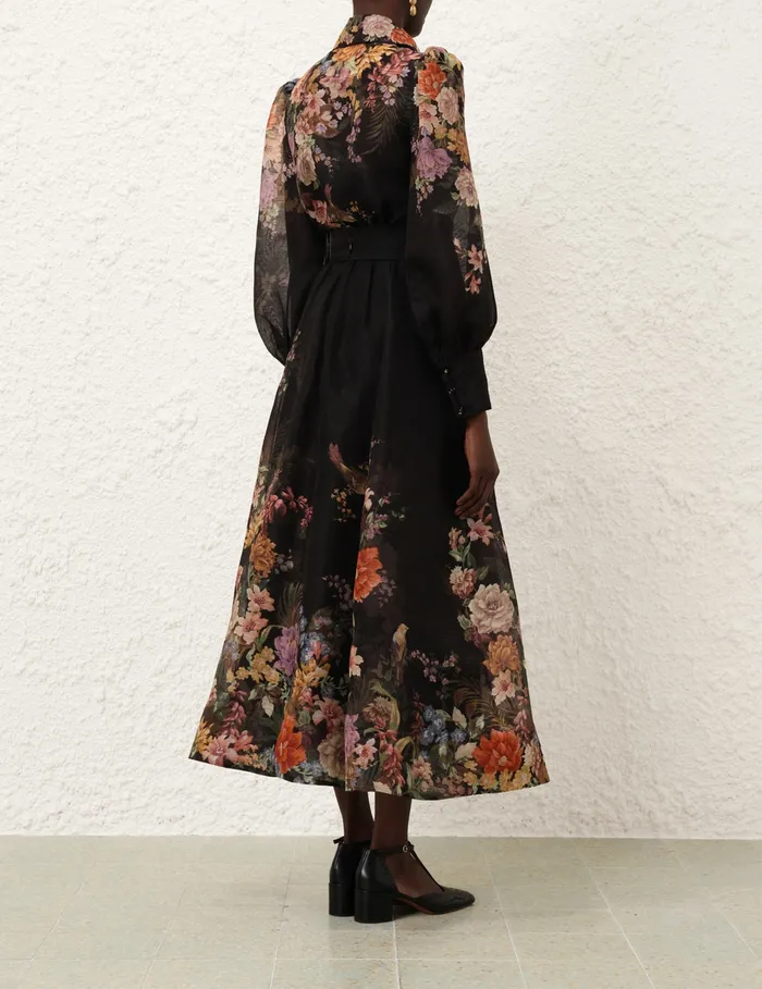 Women Zimmermann Clothing Pavilion Tie Neck Blouse Black Multi Floral