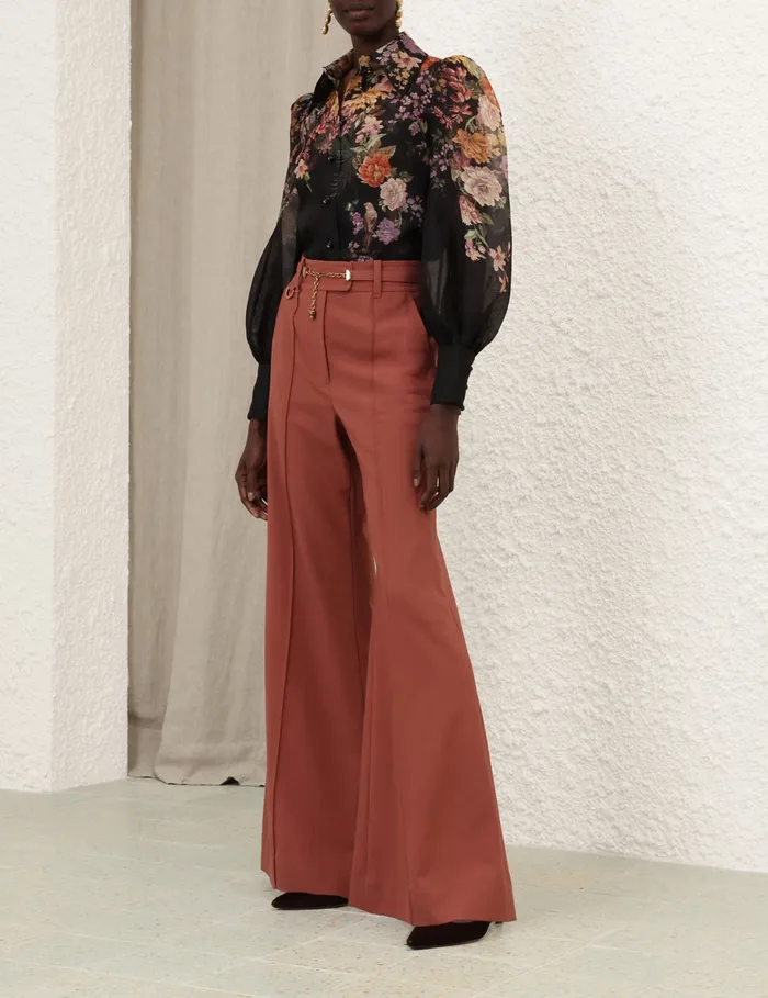 Women Zimmermann Clothing Pavilion Tie Neck Blouse Black Multi Floral