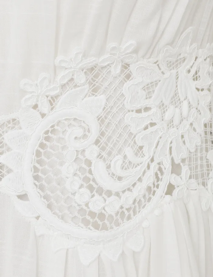 Women Zimmermann Clothing Pop Lace Trimmed Mini Dress Ivory