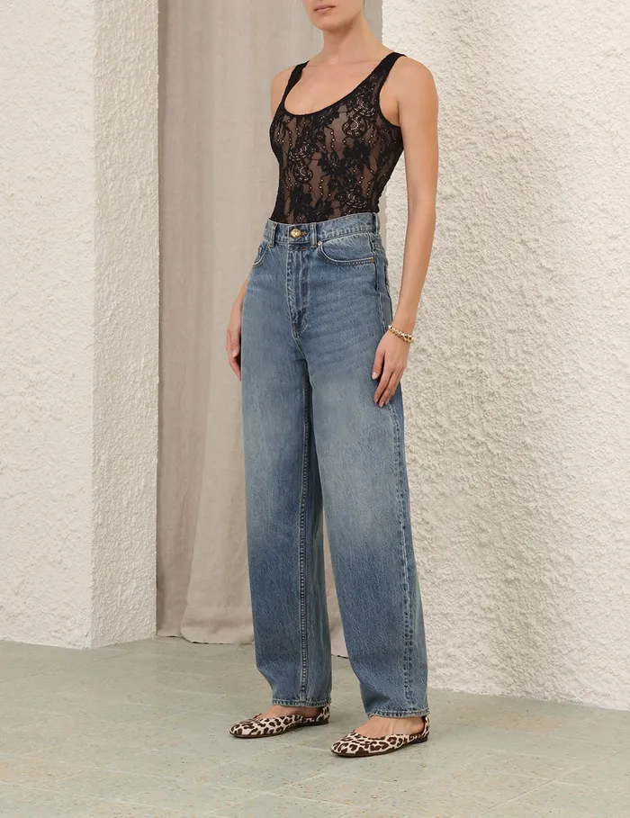 Women Zimmermann Clothing Scoop Neck Bodysuit Black