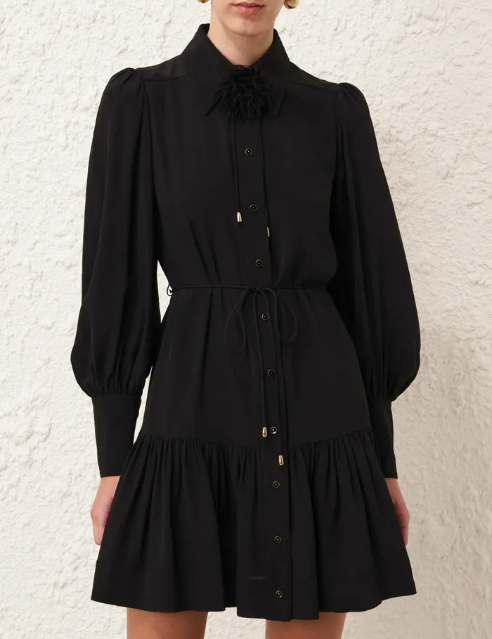 Women Zimmermann Clothing Shirt Mini Dress Black