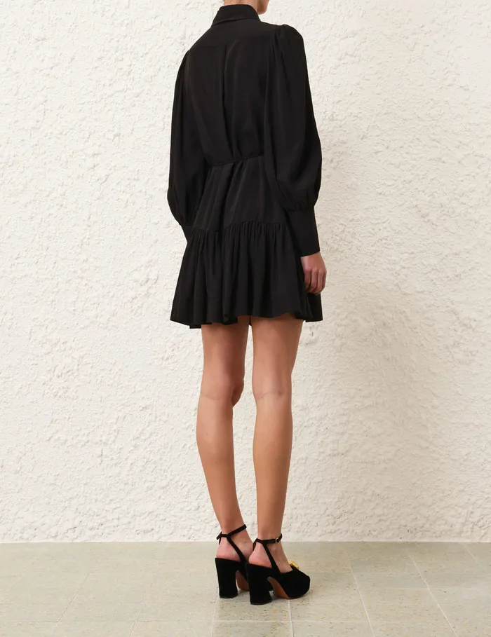 Women Zimmermann Clothing Shirt Mini Dress Black