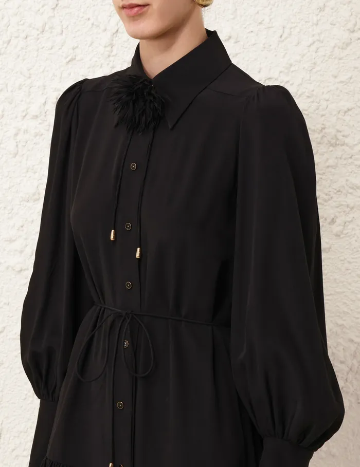 Women Zimmermann Clothing Shirt Mini Dress Black