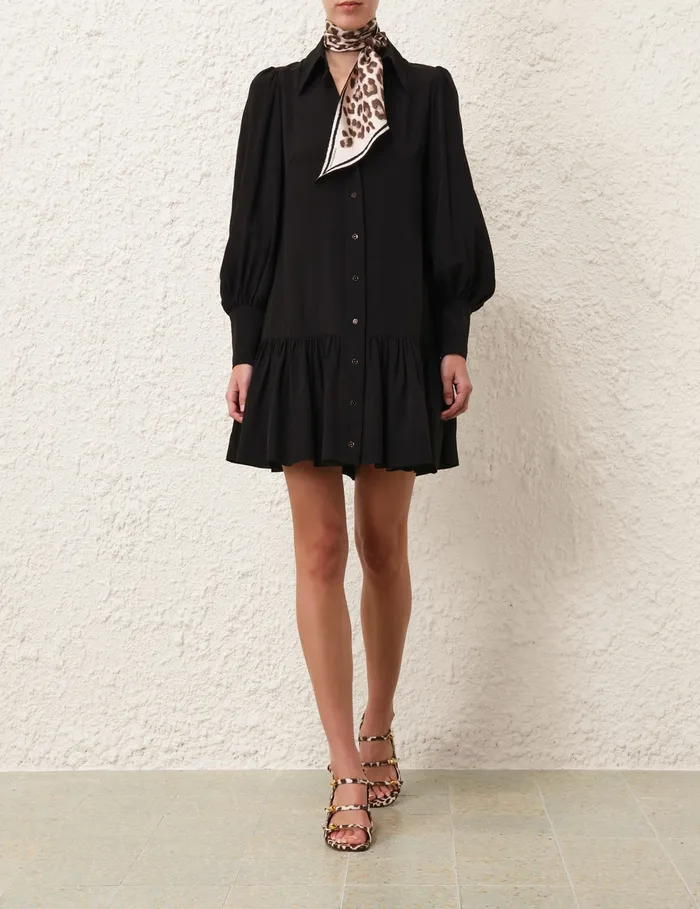 Women Zimmermann Clothing Shirt Mini Dress Black