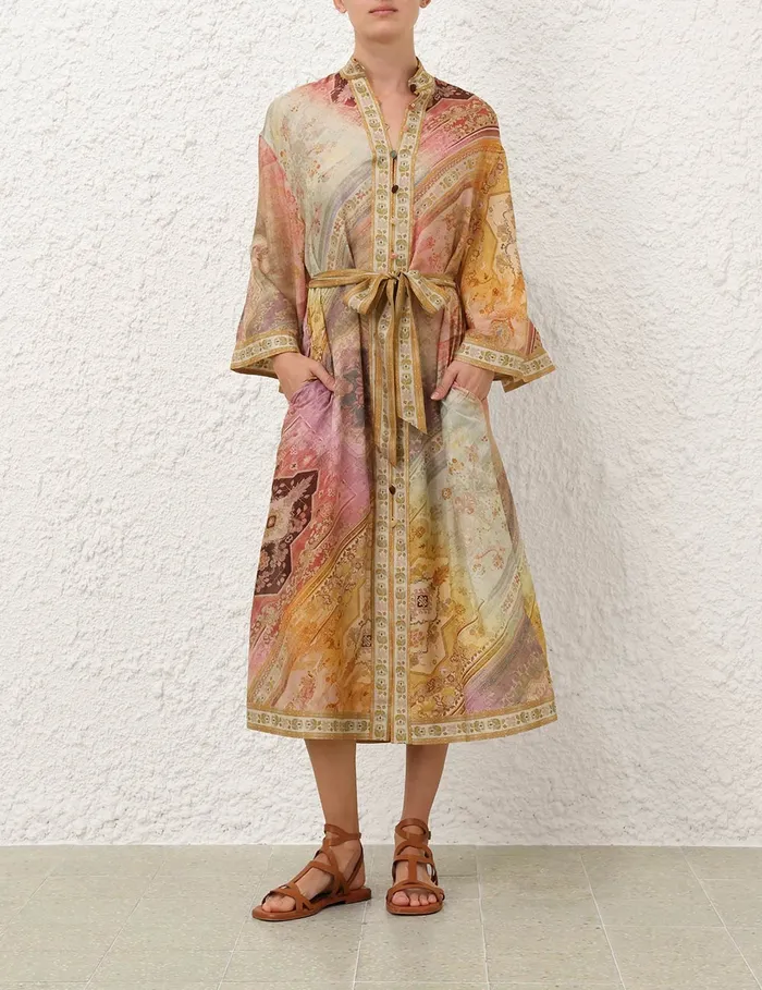 Women Zimmermann Clothing Tallow Midi Shirt Dress Ombre Multi