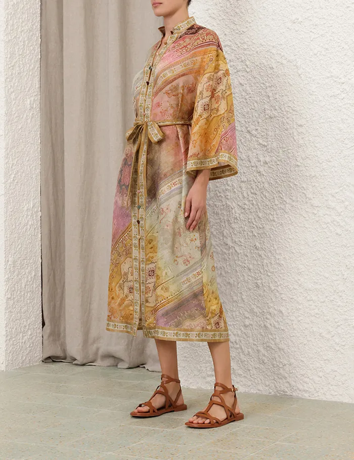 Women Zimmermann Clothing Tallow Midi Shirt Dress Ombre Multi