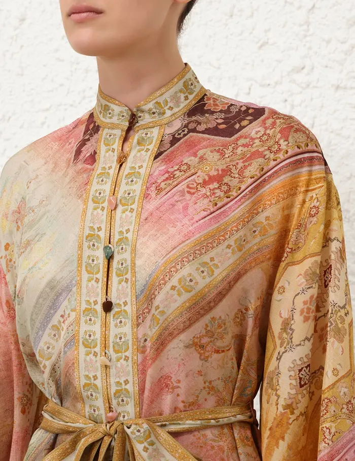 Women Zimmermann Clothing Tallow Midi Shirt Dress Ombre Multi