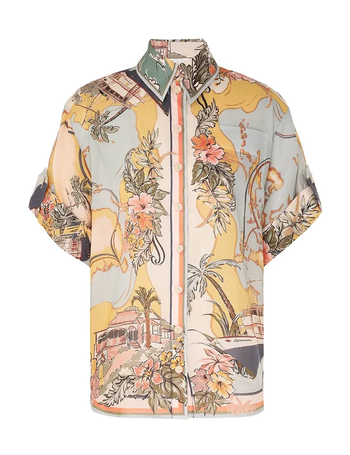 Women Zimmermann Clothing Tallow Relaxed Shirt Nautical Map