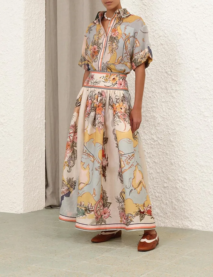 Women Zimmermann Clothing Tallow Relaxed Shirt Nautical Map
