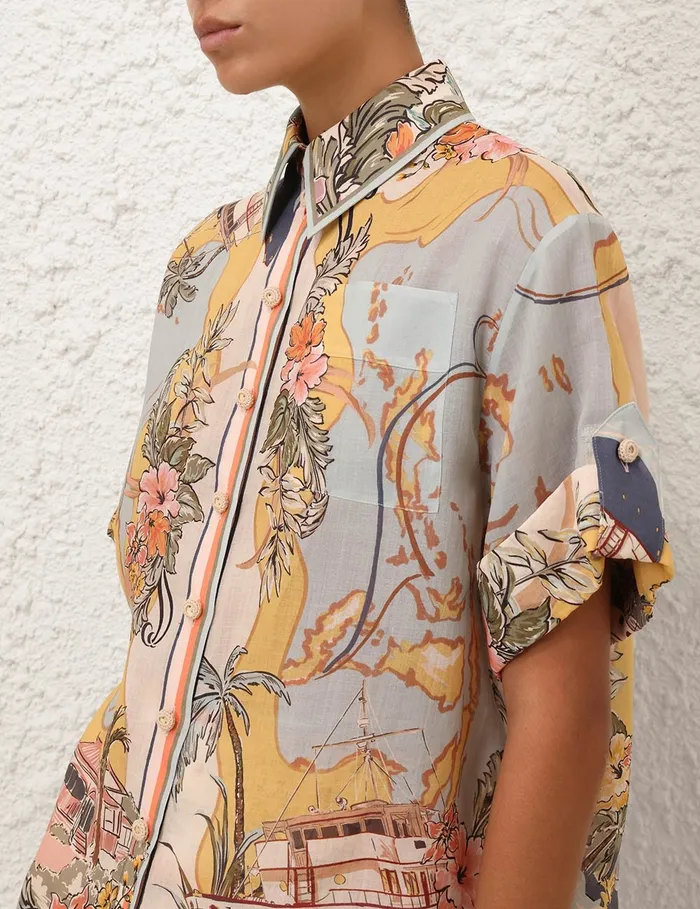 Women Zimmermann Clothing Tallow Relaxed Shirt Nautical Map