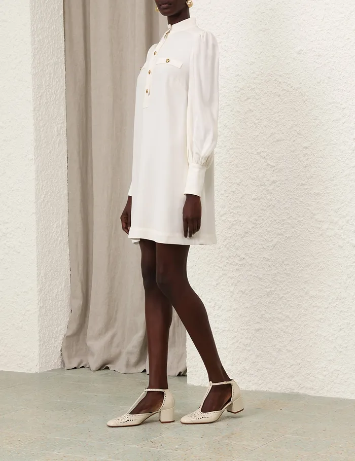 Women Zimmermann Clothing Utility Mini Dress Cream