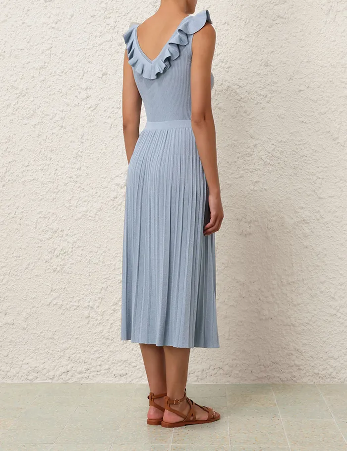 Women Zimmermann Clothing Waverly Frill VNeck Top Blue Lurex