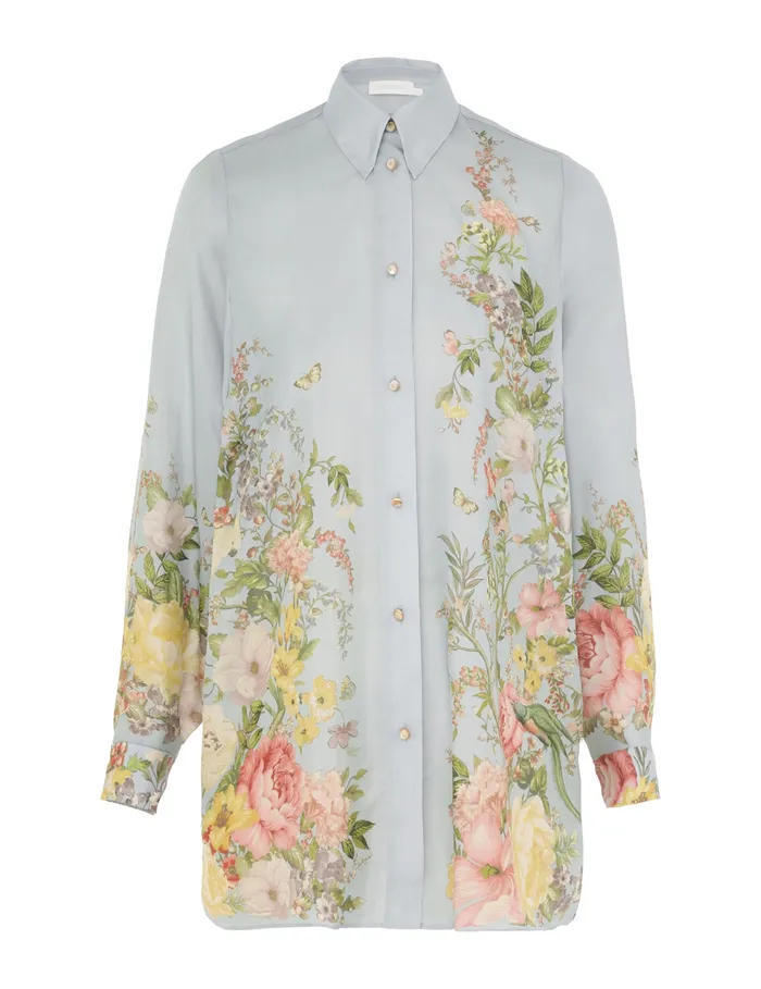 Women Zimmermann Clothing Waverly Relaxed Shirt Blue Floral