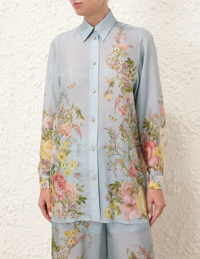 Women Zimmermann Clothing Waverly Relaxed Shirt Blue Floral