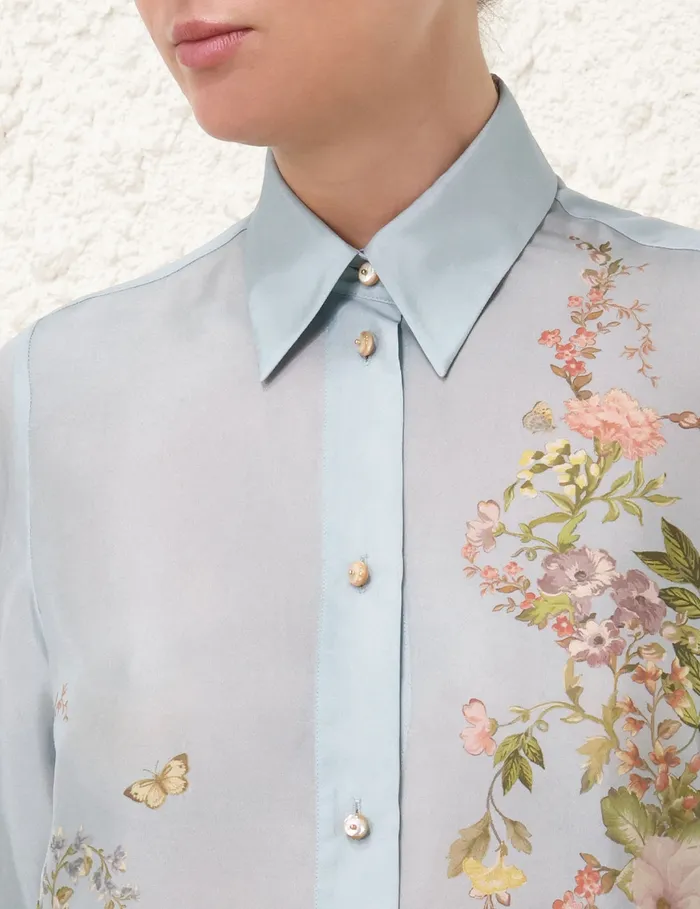 Women Zimmermann Clothing Waverly Relaxed Shirt Blue Floral