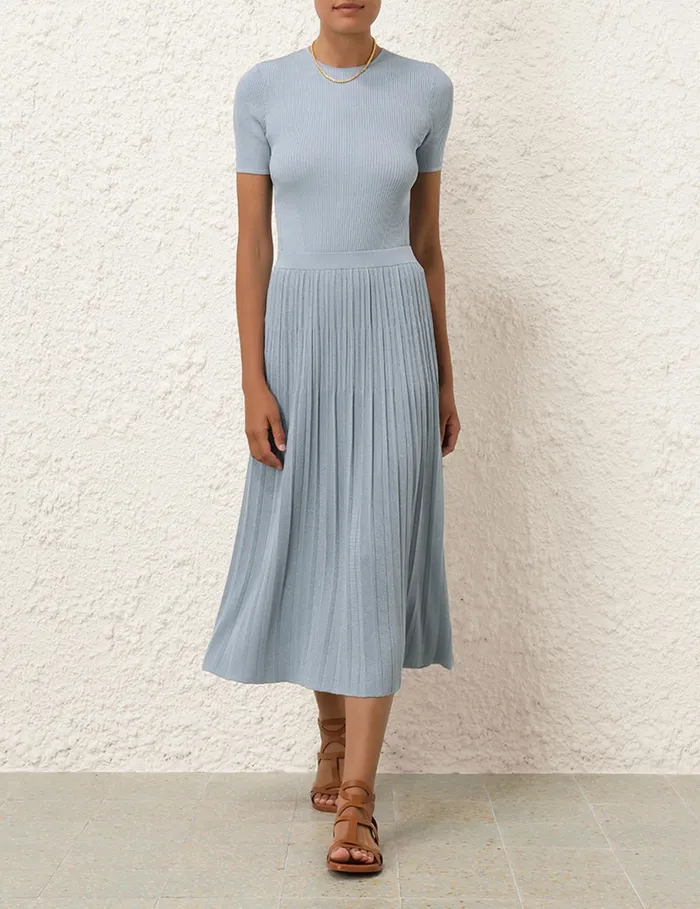 Women Zimmermann Clothing Waverly Rib Midi Skirt Blue Lurex
