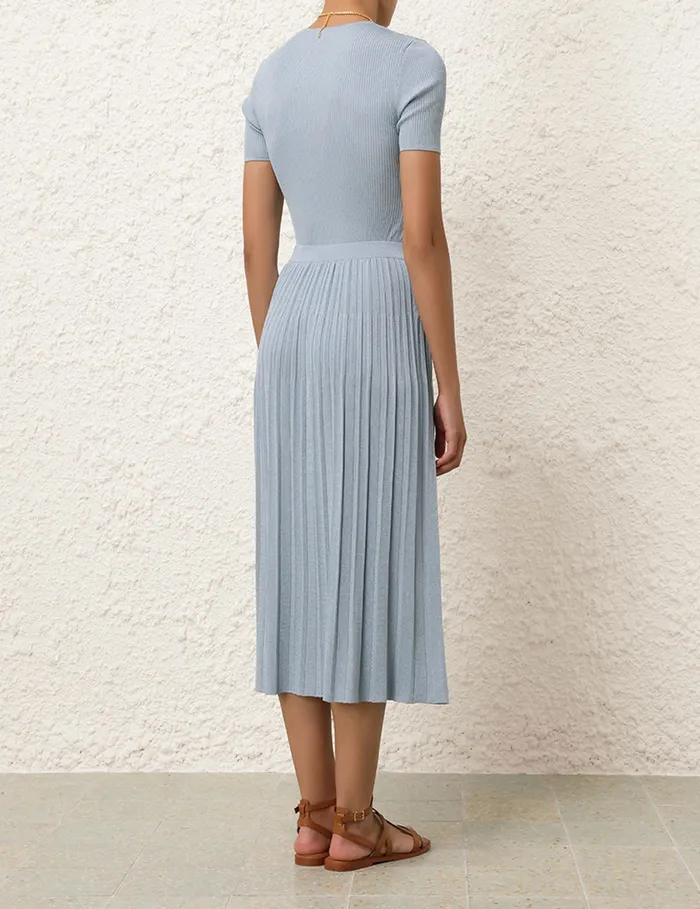 Women Zimmermann Clothing Waverly Rib Midi Skirt Blue Lurex