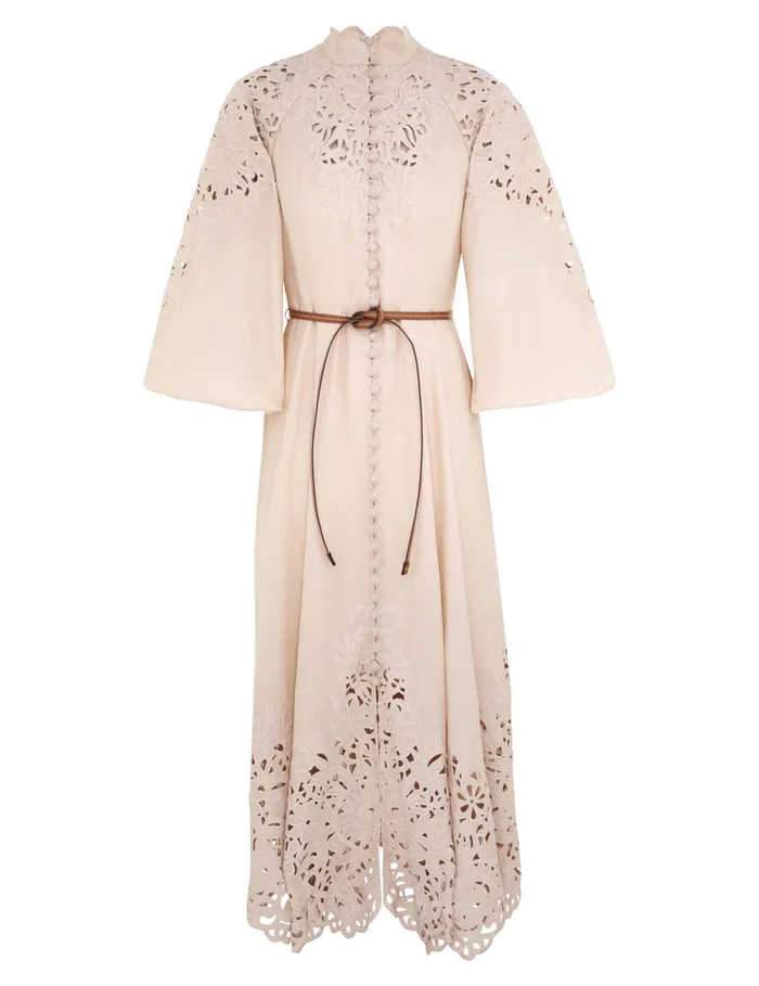 Women Zimmermann Clothing Wylie Embroidered Billow Dress Cream