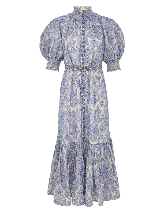 Women Zimmermann Clothing Wylie Lantern Midi Dress Blue