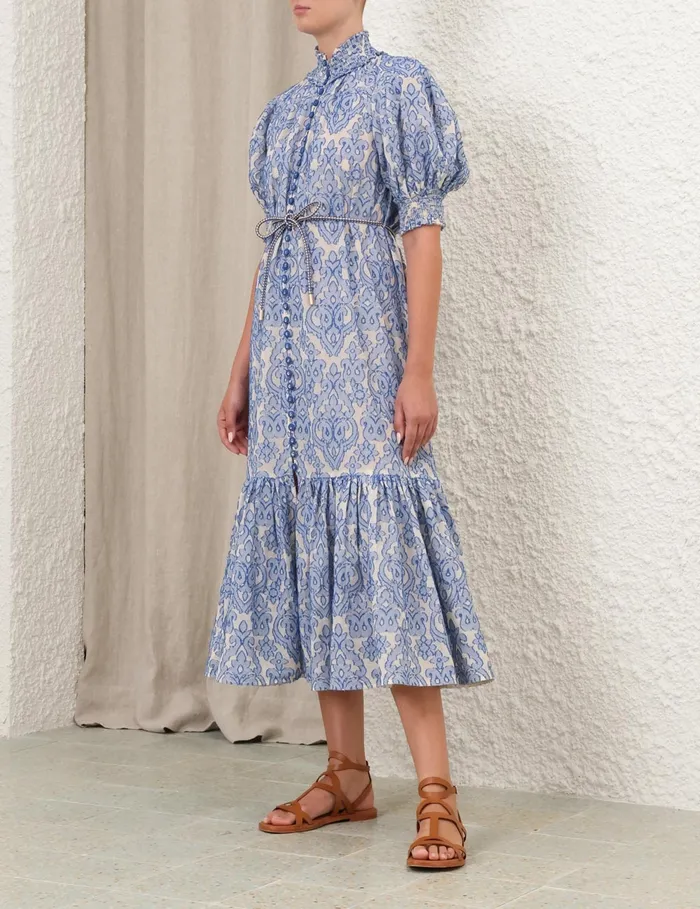 Women Zimmermann Clothing Wylie Lantern Midi Dress Blue