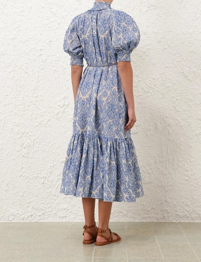 Women Zimmermann Clothing Wylie Lantern Midi Dress Blue
