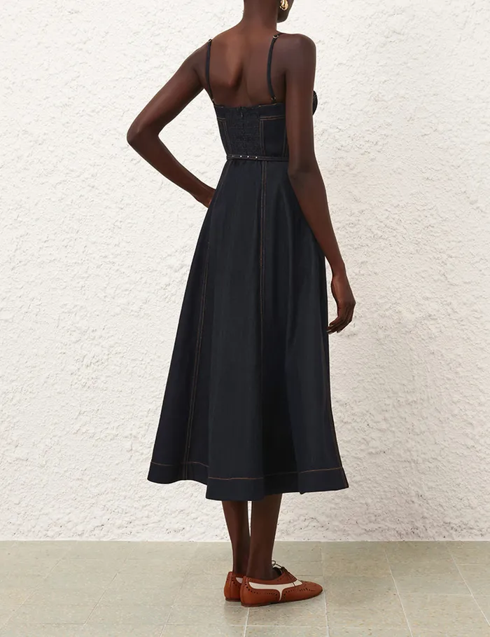 Women Zimmermann Denim Crush Denim Corset Dress Night Sky
