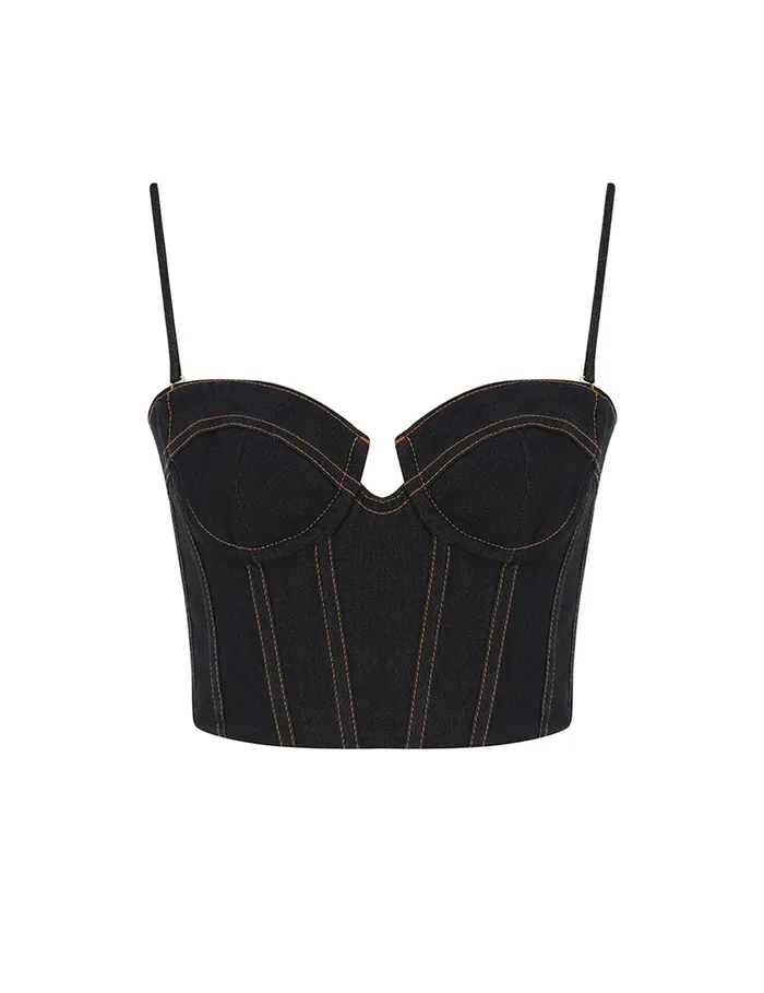 Women Zimmermann Denim Crush Denim Corset Top Night Sky