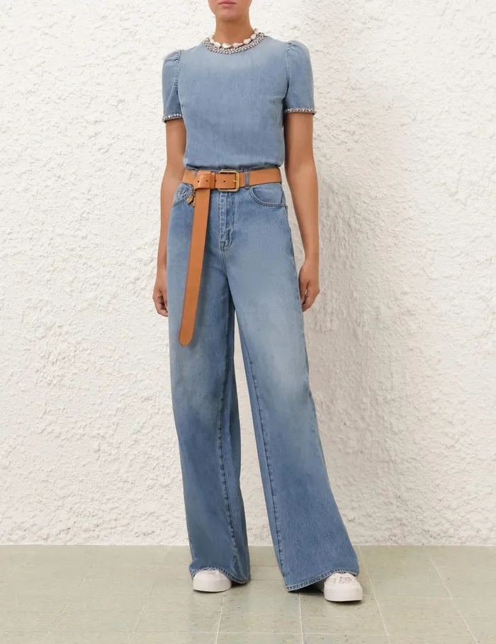Women Zimmermann Denim Crush Straight Jean Blue Moon