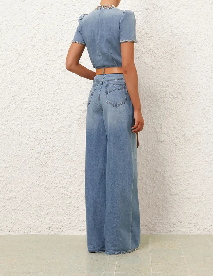 Women Zimmermann Denim Crush Straight Jean Blue Moon