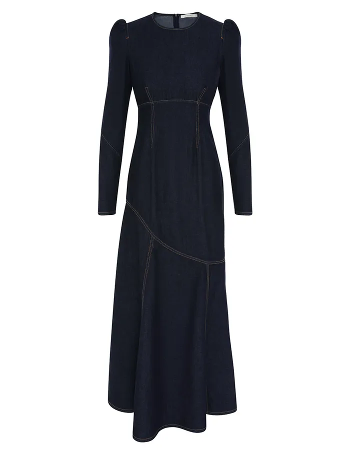Women Zimmermann Denim Illustration Denim Maxi Dress Night Sky