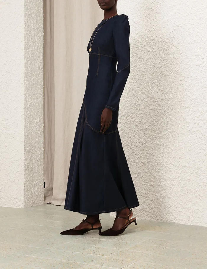 Women Zimmermann Denim Illustration Denim Maxi Dress Night Sky