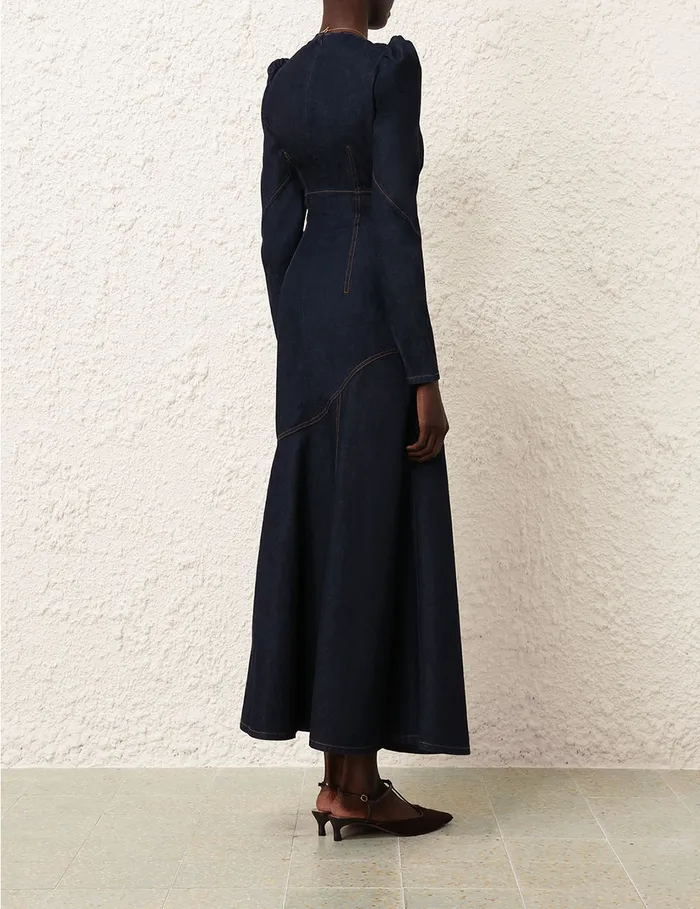 Women Zimmermann Denim Illustration Denim Maxi Dress Night Sky