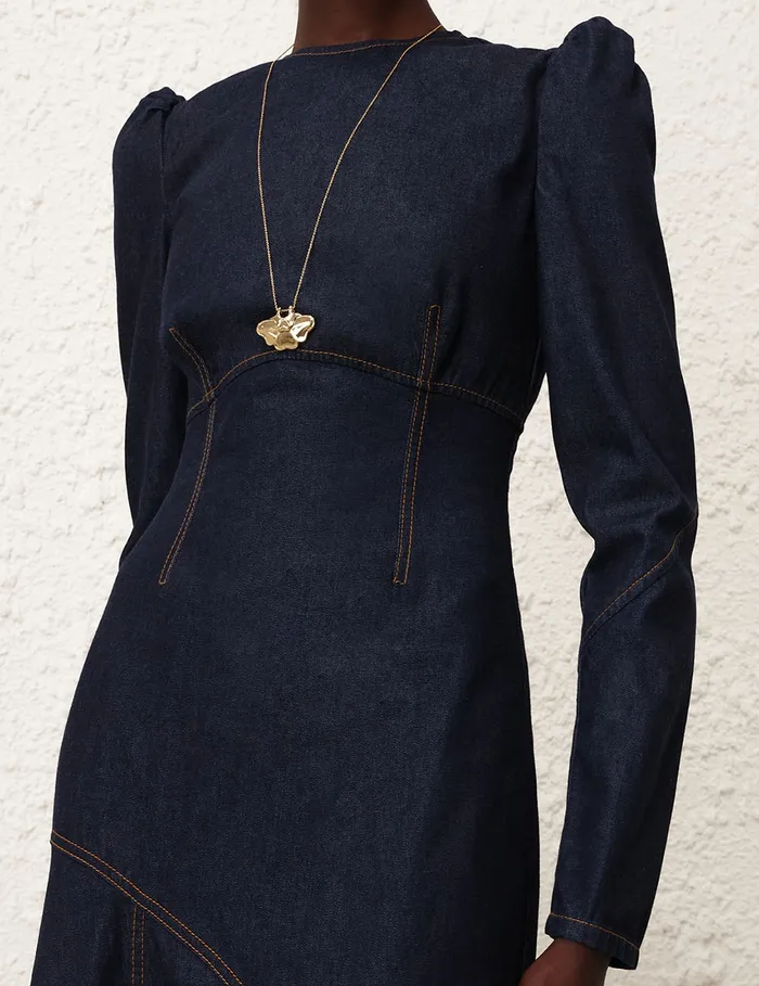 Women Zimmermann Denim Illustration Denim Maxi Dress Night Sky
