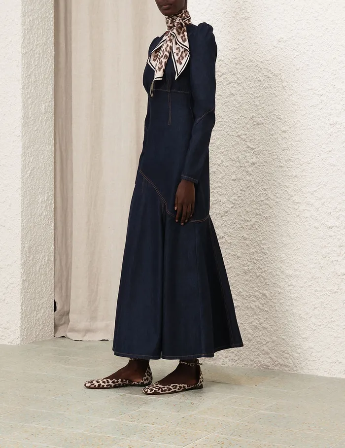 Women Zimmermann Denim Illustration Denim Maxi Dress Night Sky