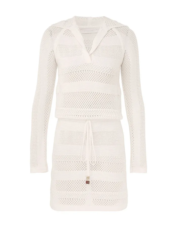 Women Zimmermann Dresses and Coverups Golden Hooded Mini Dress Ivory