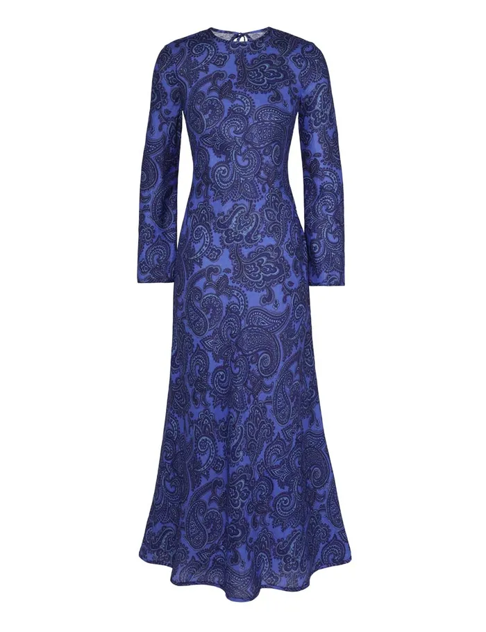 Women Zimmermann Dresses and Coverups Ottie Bias Backless Dress Blue Paisley