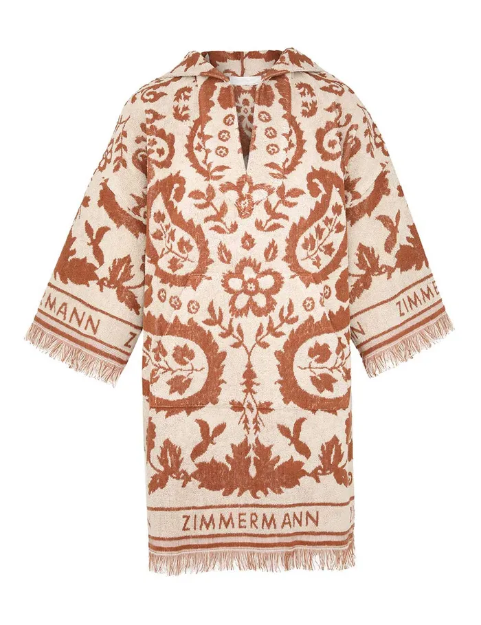 Women Zimmermann Dresses and Coverups Wylie Hooded Toweling Dress Creamtan