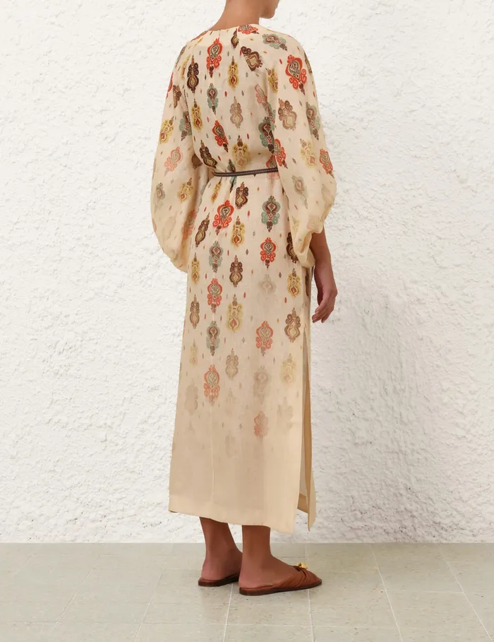 Women Zimmermann Dresses and Coverups Wylie Midi Dress Tan Ikat