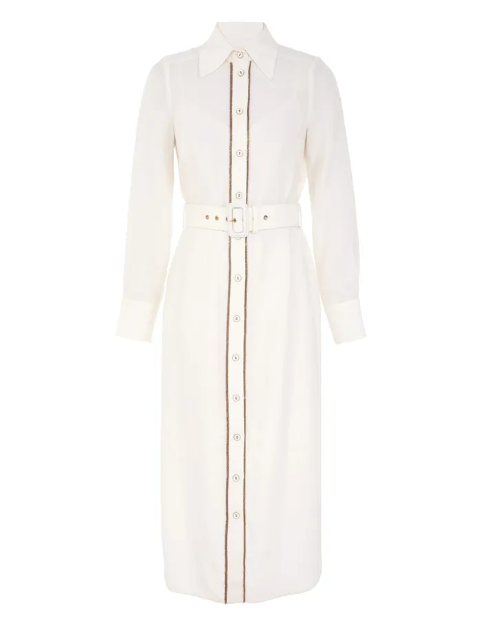 Women Zimmermann Dresses Chain Midi Dress Cream