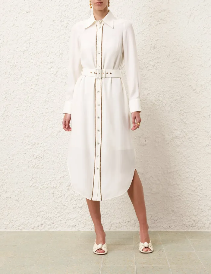 Women Zimmermann Dresses Chain Midi Dress Cream