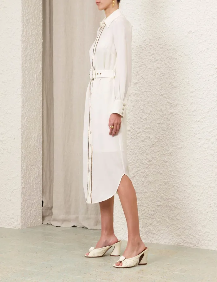 Women Zimmermann Dresses Chain Midi Dress Cream