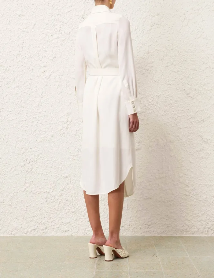 Women Zimmermann Dresses Chain Midi Dress Cream