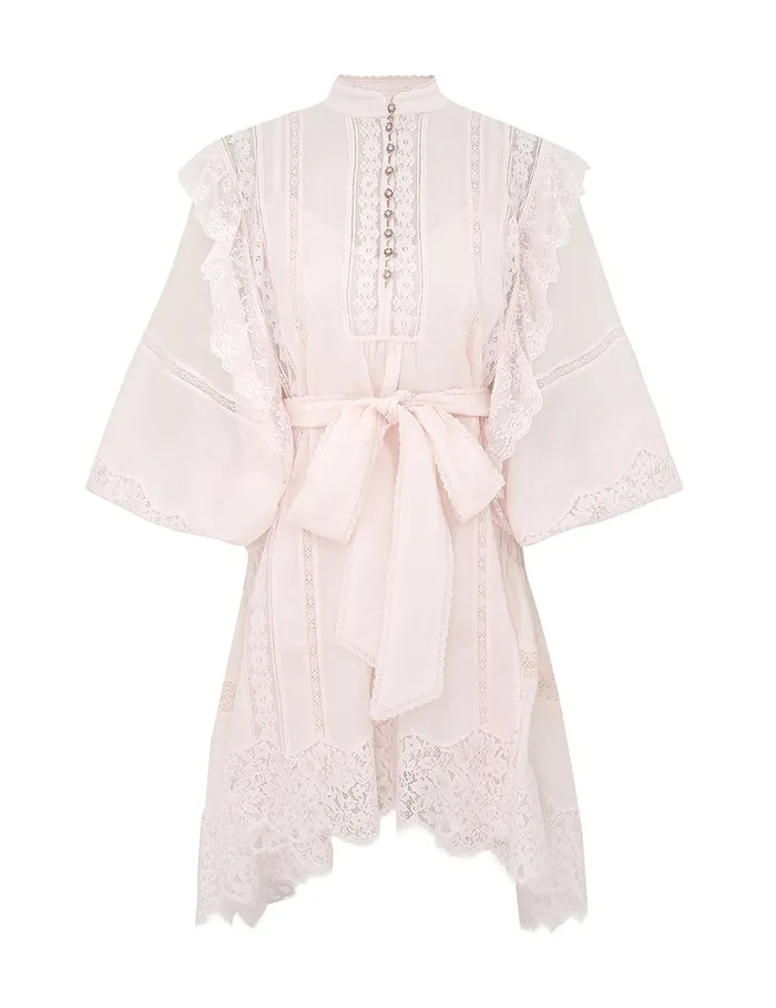 Women Zimmermann Dresses Crush Lace Billow Mini Dress Shell