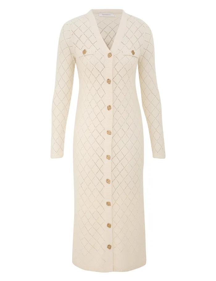 Women Zimmermann Dresses Crush Pointelle Midi Dress Cream